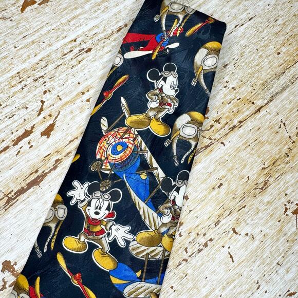 VTG Mickey Unlimited Disney Mickey Mouse Aviation Pilot Pointed Neck Tie - Picture 4 of 8